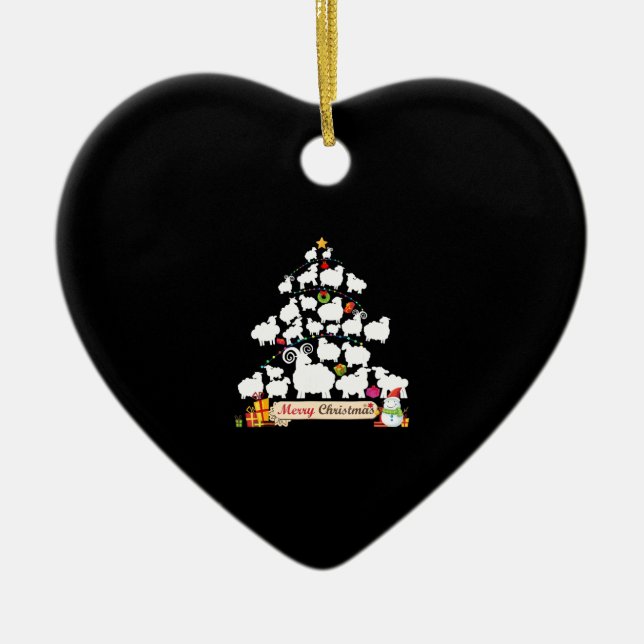 Sheep Christmas Tree Gift | Funny Christmas Gifts Ceramic Tree Decoration (Front)