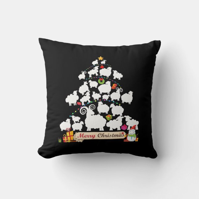 Sheep Christmas Tree Gift | Funny Christmas Gifts Cushion (Front)