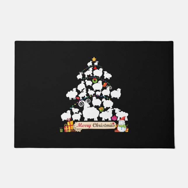 Sheep Christmas Tree Gift | Funny Christmas Gifts Doormat (Front)