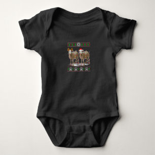 Sheep Christmas Tree Lights Santa Animal Gift Baby Bodysuit