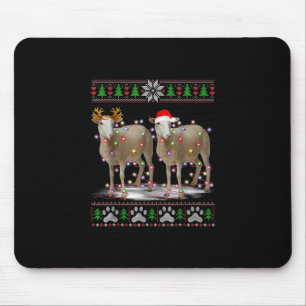 Sheep Christmas Tree Lights Santa Animal Gift Mouse Mat