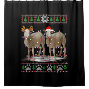Sheep Christmas Tree Lights Santa Animal Gift Shower Curtain