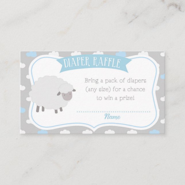 Sheep & Cloud Diaper Raffle Insert (Grey & Blue) (Front)