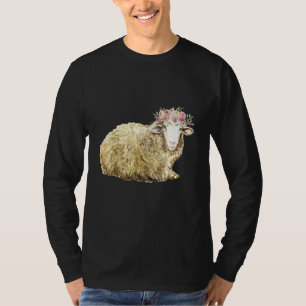 Sheep Country Life Farmer Sheep Flower Vintage T-Shirt