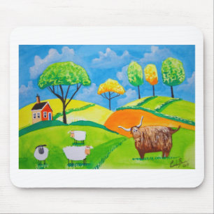 SHEEP COW FOLK PAINTING MOUSE MAT