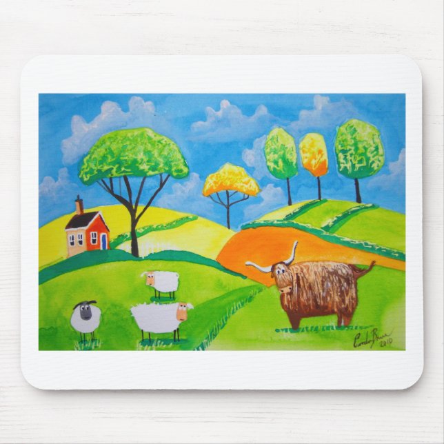 SHEEP COW FOLK PAINTING MOUSE MAT (Front)
