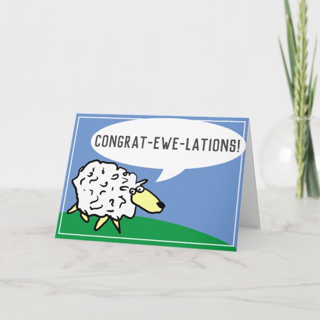 Sheep Design Cartoon with Awful Pun Card (Front)