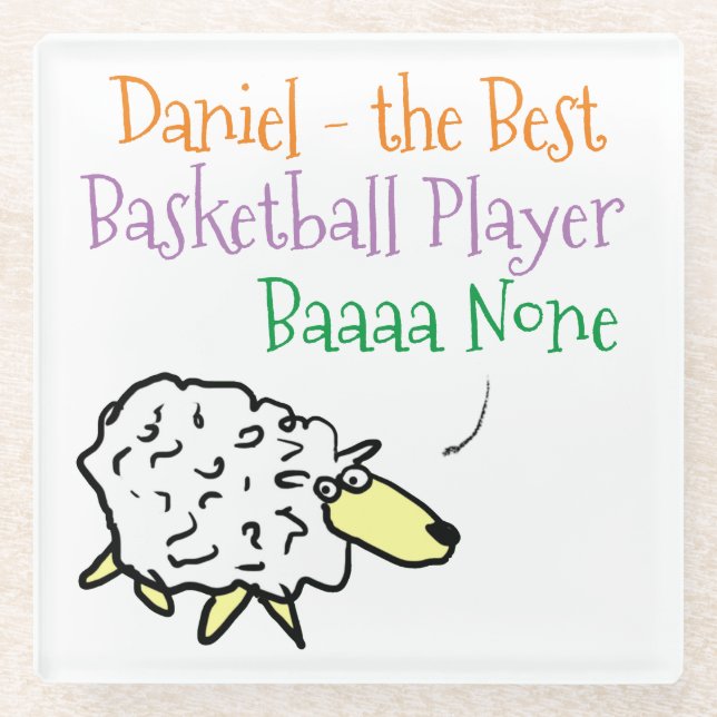 Sheep Design for a Basketball Player Glass Coaster (Front)