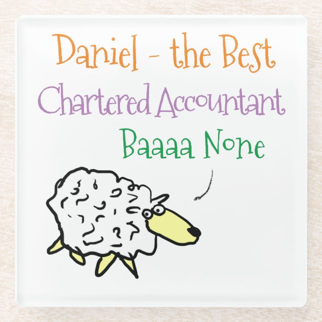 Sheep Design for a Chartered Accountant Glass Coaster (Front)