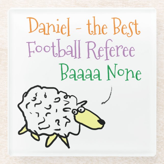 Sheep Design for a Football Referee Glass Coaster (Front)