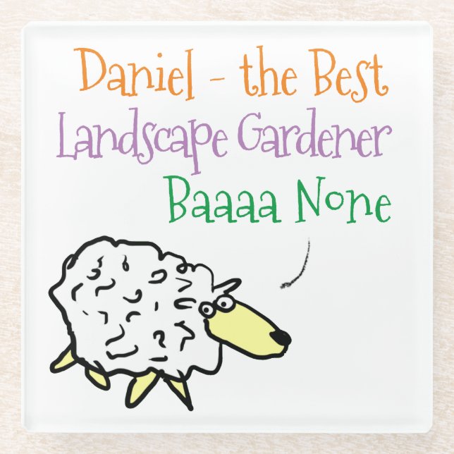 Sheep Design for a Landscape Gardener Glass Coaster (Front)