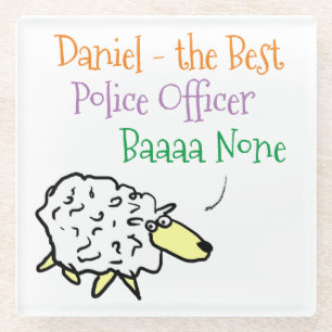 Sheep Design for a Police Officer Glass Coaster
