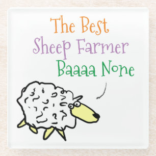 Sheep Design for a Sheep Farmer Glass Coaster