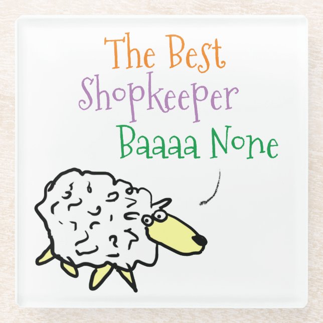 Sheep Design for a Shopkeeper Glass Coaster (Front)