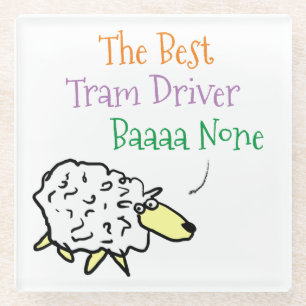 Sheep Design for a Tram Driver Glass Coaster