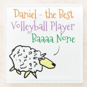 Sheep Design for a Volleyball Player Glass Coaster