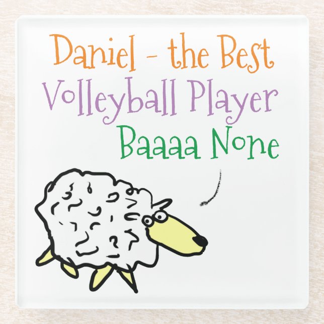 Sheep Design for a Volleyball Player Glass Coaster (Front)