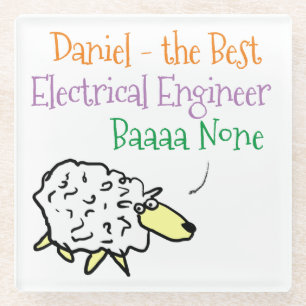 Sheep Design for an Electrical Engineer Glass Coaster