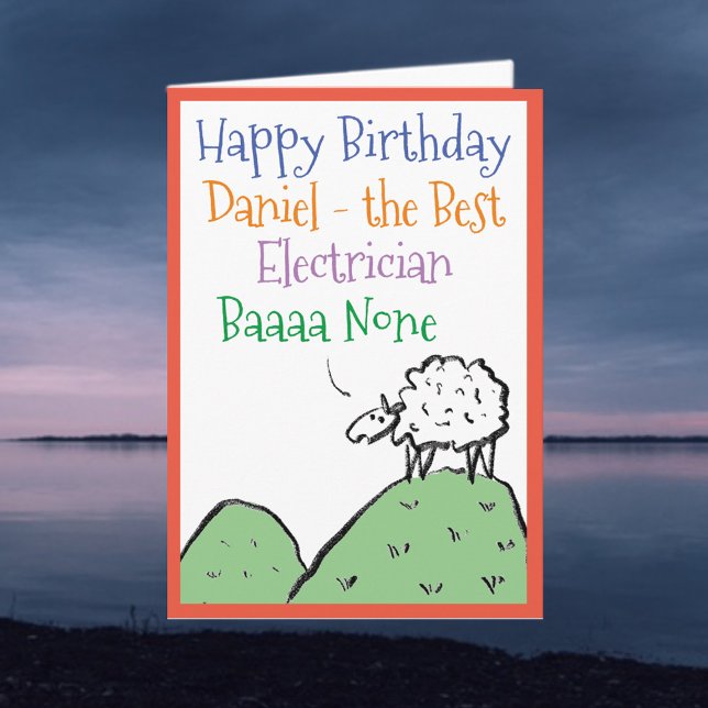 Sheep Design Happy Birthday Electrician Card (Creator Uploaded)
