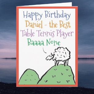 Sheep Design Happy Birthday Table Tennis Player Card