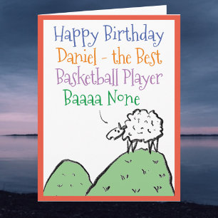 Sheep Design Happy Birthday to a Basketball Player Card
