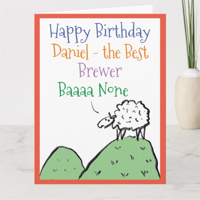 Sheep Design Happy Birthday to a Brewer Card (Front)
