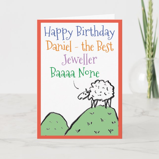 Sheep Design Happy Birthday to a Jeweller Card (Front)