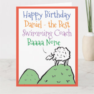 Sheep Design Happy Birthday to a Swimming Coach Card