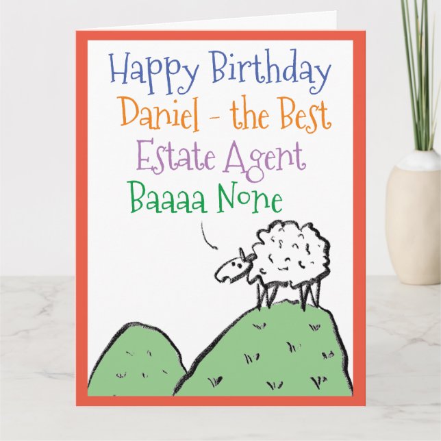 Sheep Design Happy Birthday to an Estate Agent Card (Front)