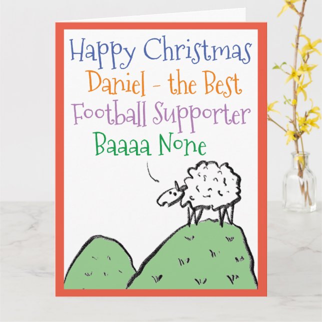 Sheep Design Happy Christmas Football Supporter Card (Yellow Flower)