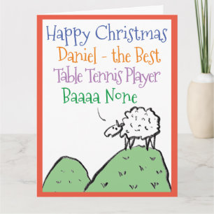 Sheep Design Happy Christmas Table Tennis Player Card