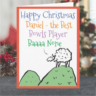 Sheep Design Happy Christmas to a Bowls Player Card