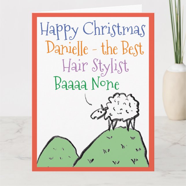 Sheep Design Happy Christmas to a Hair Stylist Card (Front)