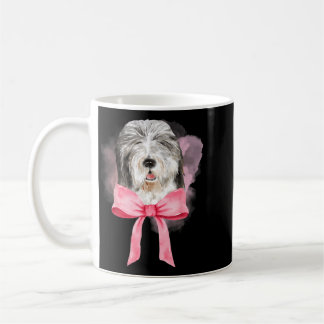 Sheep Dog Lover Gift Coquette Pink Bow Dog Fur Mum Coffee Mug