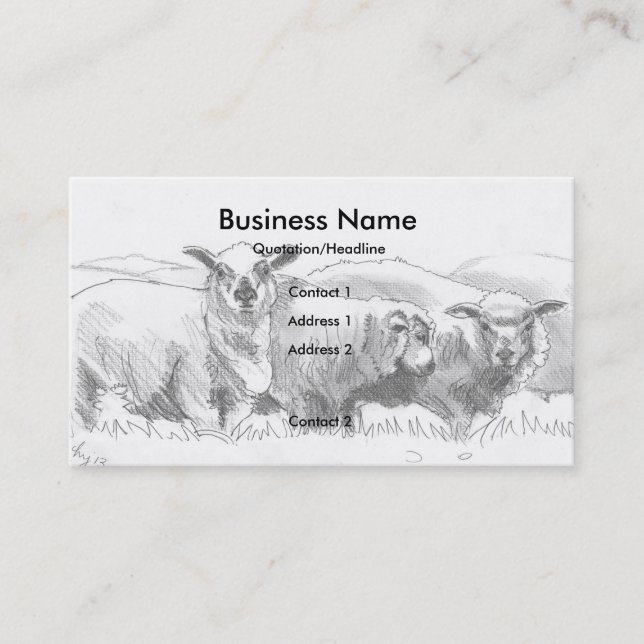 Sheep Drawing Business Cards (Front)