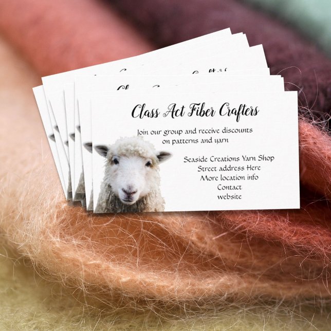 Sheep Face Custom Yarn Fibre Craft Shop Business Card (Creator Uploaded)