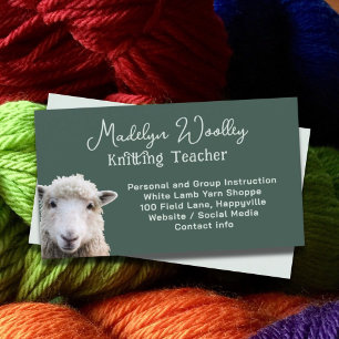 Sheep Face Custom Yarn Fibre Craft Shop Business Card