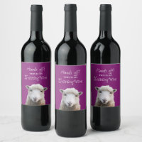 Sheep Face Knitting Wine Saying Custom Label