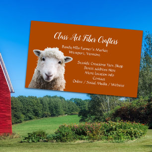 Sheep Face Wool Yarn Fibre Arts Craft Shop Business Card