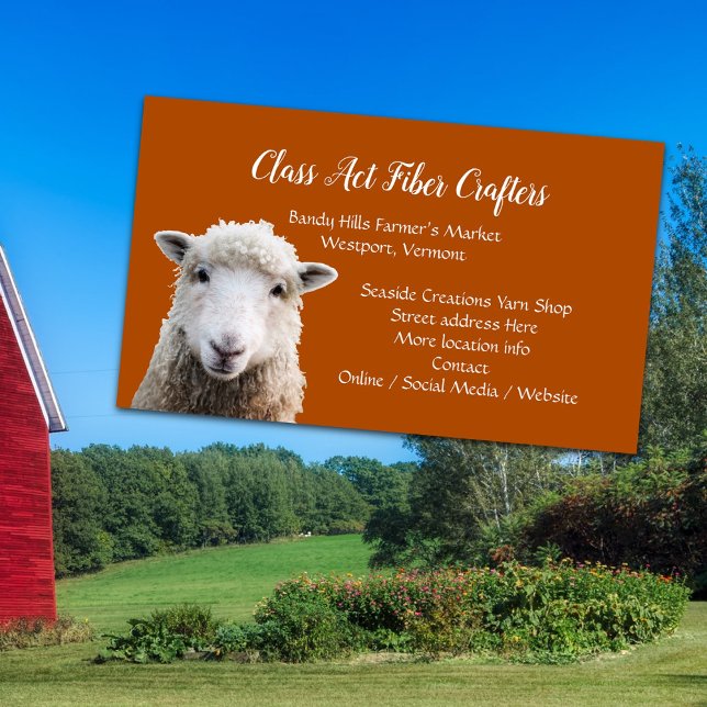 Sheep Face Wool Yarn Fibre Arts Craft Shop Business Card (Creator Uploaded)