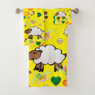 Sheep Fairy Hearts  Bathroom Towel Sets