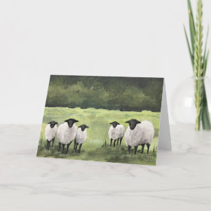 Sheep Family In Meadow Thank You Card
