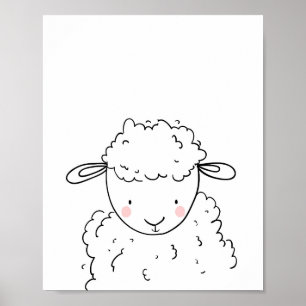 Sheep Farm Animal Nursery Lamb Wall Art Monochrome