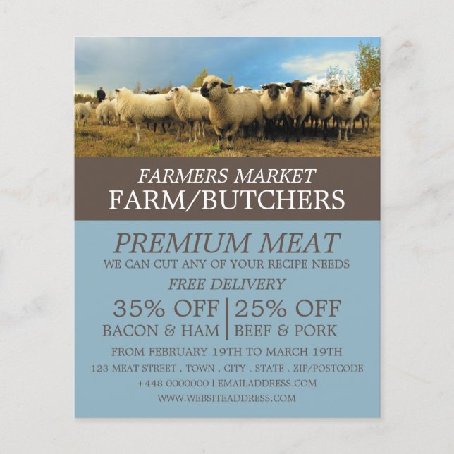 Sheep Farm, Farmer & Butcher Advertising Flyer (Front)