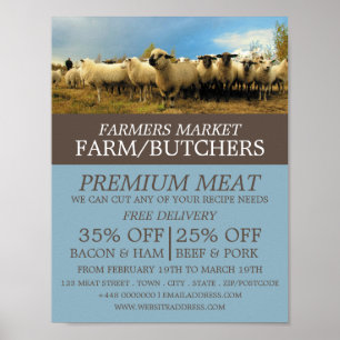 Sheep Farm, Farmer & Butcher Advertising Poster