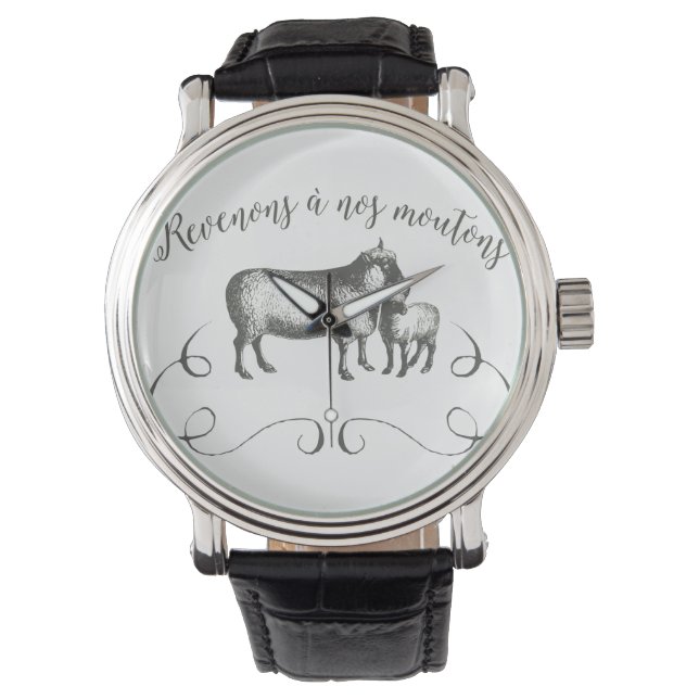Sheep Farm Funny French Expression Vintage Style Watch (Front)
