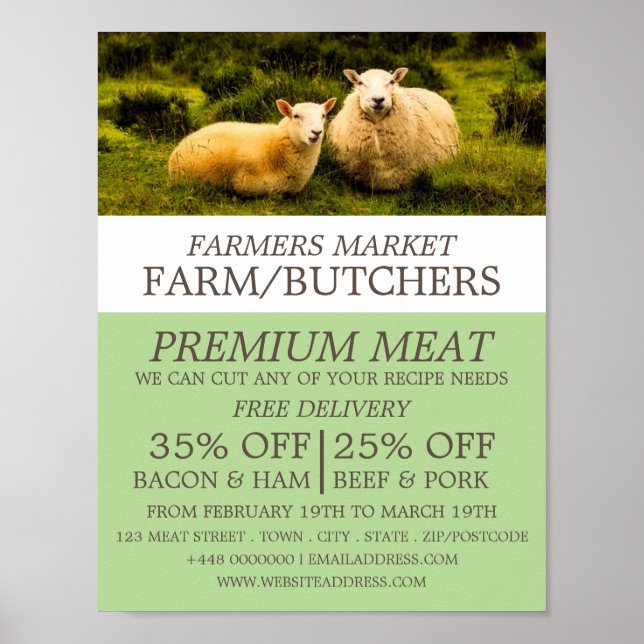 Sheep, Farmer & Butcher Advertising Poster (Front)