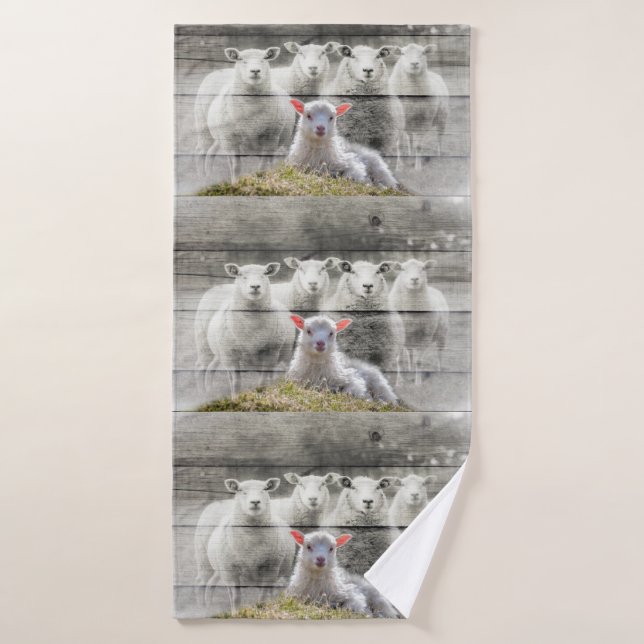 Sheep Flock Baby Lamb Bath Towel (Bath Towel)