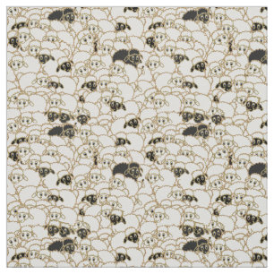 sheep flock black and white fabric