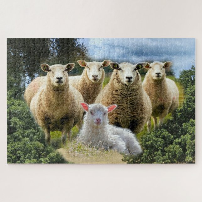 Sheep Flock Sheep Herd Baby Lamb Jigsaw Puzzle (Horizontal)